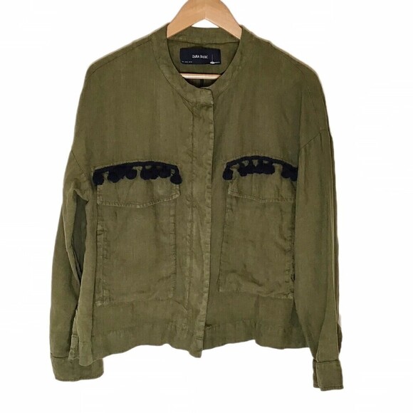 Zara Jackets & Blazers - Zara Linen Shirt Jacket Size Large Full Zip Pockets